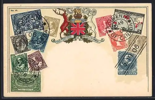 AK Briefmarken und Wappen Canada, British Columbia, Krone