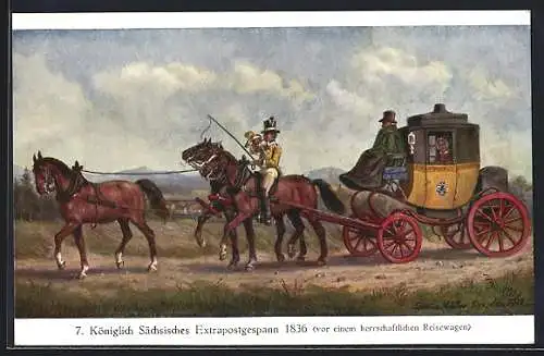 AK 7. Königlich Sächsisches Extrapostgespann 1836