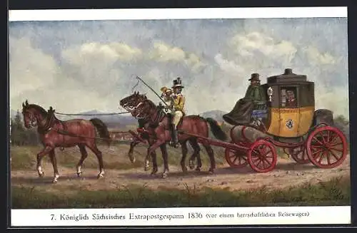 AK 7. Königlich Sächsisches Extrapostgespann 1836