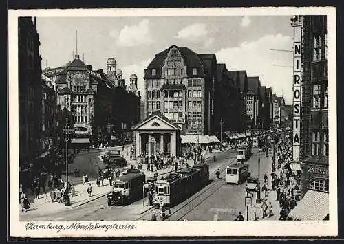 AK Hamburg, Strassenbahn auf der Mönckebergstrasse