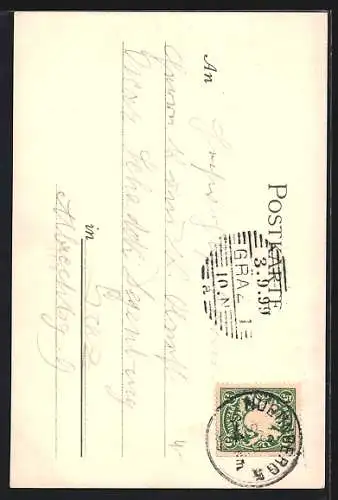 Künstler-Lithographie Karl Mutter: Nuernberg, Koenigstrasse bei Nacht