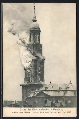 AK Hamburg-Neustadt, brennende Michaeliskirche 3.7.1906, Strasse Englische Planke