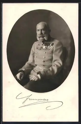 AK Kaiser Franz Josef I. von Österreich in Uniform, Passepartout