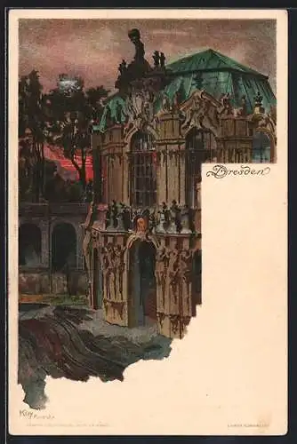 Künstler-AK Heinrich Kley: Dresden, Ansicht des Zwingers