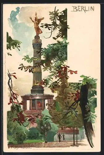 Künstler-AK Heinrich Kley: Berlin-Tiergarten, Siegssäule