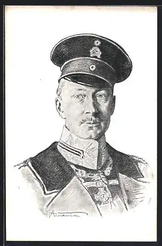 AK Kronprinz Wilhelm von Preussen in Uniform mit Schirmmütze