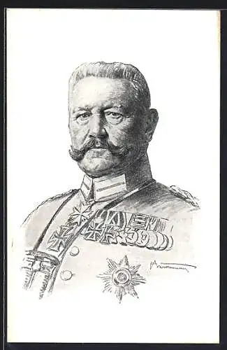 Künstler-AK Porträt von Paul von Hindenburg