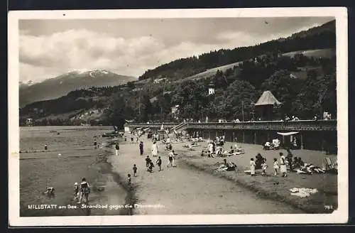 AK Millstatt am See, Strandbad gegen die Promenade