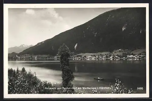 AK Neusach am Weissensee, Ansicht vom See mit Techendorf