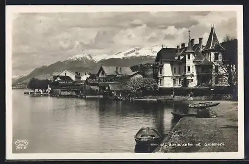 AK Millstatt, Strandpartie mit Gmeineck