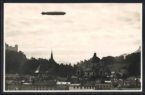 AK Salzburg, Zeppelin überfliegt die Stadt