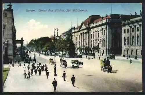 AK Berlin, Unter den Linden mit Kgl. Bibliothek