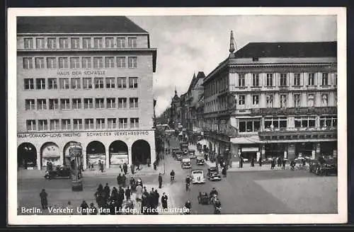 AK Berlin, Verkehr Unter den Linden, Friedrichstrasse