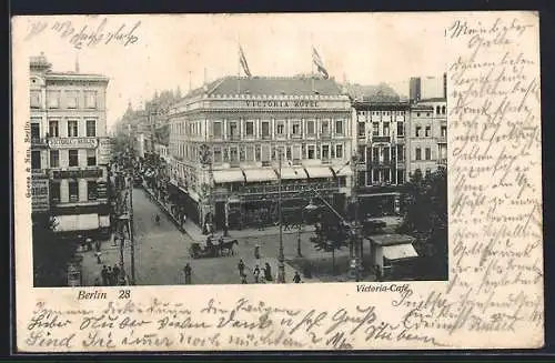 AK Berlin, Strassenpartie mit Victoria Café