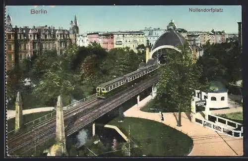 AK Berlin-Schöneberg, Nollendorf-Platz mit S-Bahn