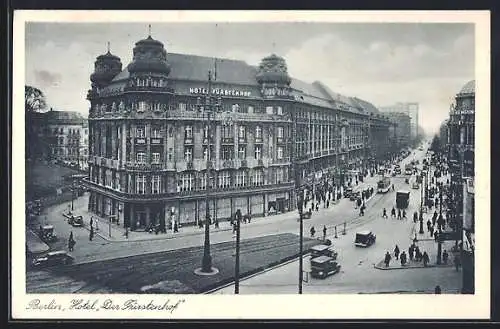 AK Berlin-Tiergarten, Hotel Der Fürstenhof mit Strassenbahn