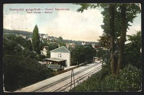 AK Bad Sauerbrunn, Blick auf den Bahnhof