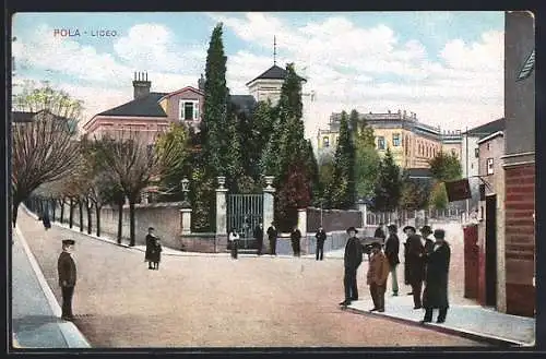 AK Pola, Liceo, Strassenpartie am Gymnasium