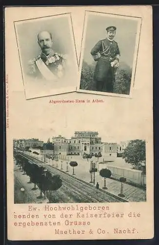 AK Athen, König von Griechenland, Kaiser Wilhelm II. Abgeordnetenhaus