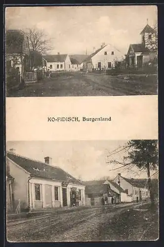 AK Kohfidisch /Burgenland, Strassenpartie, Panorama mit Kirche