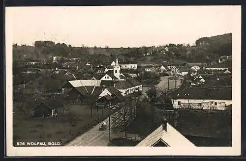 AK Wolfau /Burgenland, Ortsansicht mit Strasse aus der Vogelschau