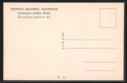 AK Stammersdorf, Gemischtwarenhandlung-Trafik Leopold Salomon, Schaufenster