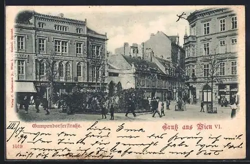 AK Wien, Gumpendorferstrasse mit Anlage, Apotheke