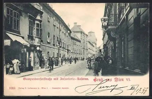 AK Wien, Gumpendorferstrasse mit Infanterie-Kaserne