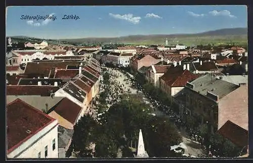 AK Satoraljaujhely, Látkép, Blick auf eine Strasse im Zentrum