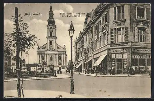 AK Kecskemét, Partie an der Röm. kath. Kirche