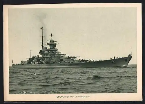 AK Schlachtschiff Gneisenau auf See, Kriegsmarine