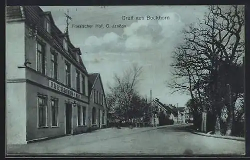 Mondschein-AK Bockhorn / Friesland, Restaurant Friesischer Hof, Bes. G. Janssen