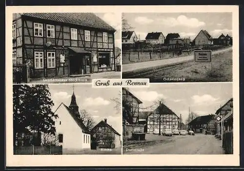 AK Rennau, Geschäftshaus Stockmann, Dorfstrasse, Kirche