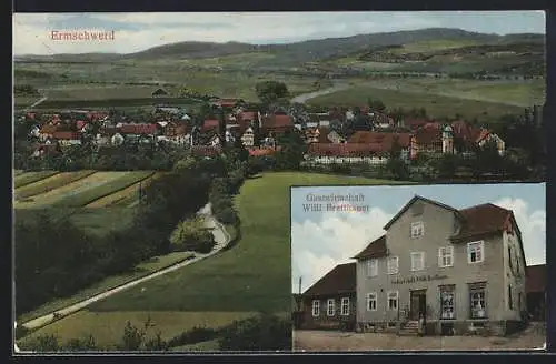 AK Ermschwerd, Gasthaus Willi Bretthauer, Ortsansicht