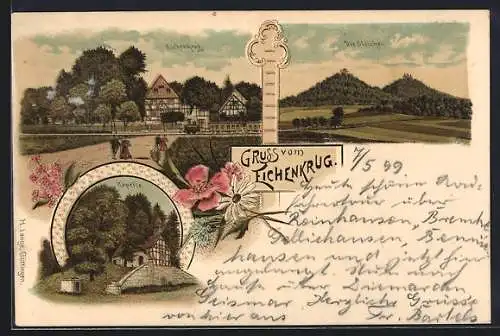 Lithographie Rittmarshausen, Gasthaus Eichenkug, Kapelle, Die Gleichen