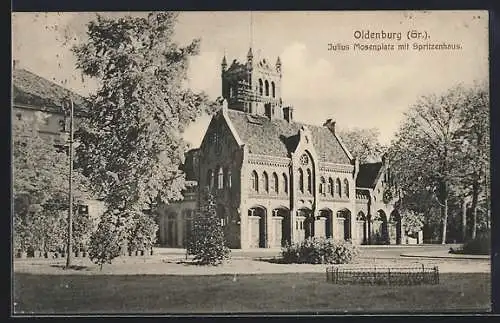 AK Oldenburg /Gr., Julius Mosenplatz mit Spritzenhaus