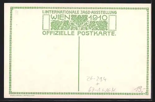 Künstler-AK H. Kalmsteiner: Wien, Int. Jagdausstellung 1910, kaiserliches Jagdschloss Mürzsteg