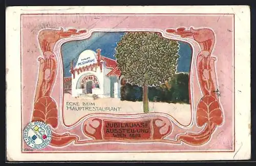 Künstler-AK Philipp + Kramer Nr. 14: Wien, Jubiläums-Ausstellung 1898, Haupt-Restaurant