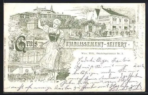 Lithographie Wien, Restaurant Etablissement Seifert, Ottakringerstrasse 3