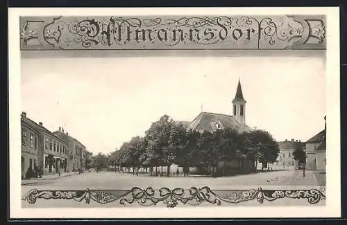 AK Wien-Altmannsdorf, Strassenpartie mit Kirche