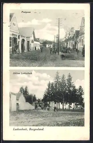 AK Lackenbach /Burgenland, Postgasse, Blick aufs Schloss