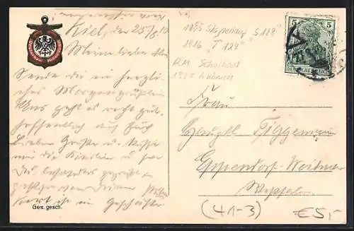 AK Torpedoboot S 128 auf See