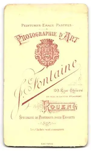 Fotografie J. Fontaine, Rouen, Rue Thiers 29, Porträt einer jungen Dame