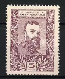 Reklamemarke Erzherzog Josef Ferdinand, Porträt, 5 Heller