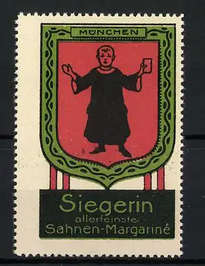 Reklamemarke München, Siegerin Sahnene-Margarine, Münchner Kindl im Wappen