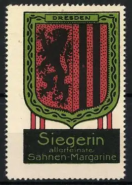 Reklamemarke Dresden, Siegerin allerfeinste Sahnen-Margarine, Wappen mit Löwe