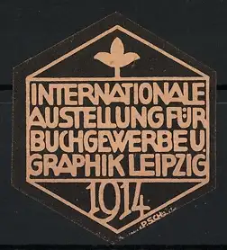 Reklamemarke Leipzig, Internationale Ausstellung für Buchgewerbe und Graphik 1914, stilisierte Blume