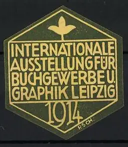 Reklamemarke Leipzig, Internationale Ausstellung für Buchgewerbe u. Graphik 1914, Blattmotiv