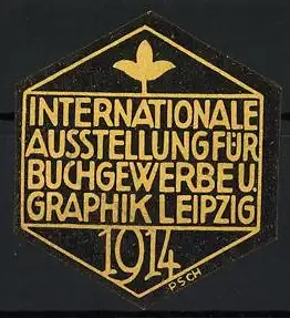 Reklamemarke Leipzig, Internationale Ausstellung für Buchgewerbe u. Graphik 1914, Blattmotiv