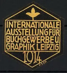 Reklamemarke Leipzig, Internationale Ausstellung für Buchgewerbe u. Graphik 1914, Blattmotiv